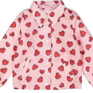 Carter's Little Girls Lightweight Printed Rain Jacket | Pink Hearts